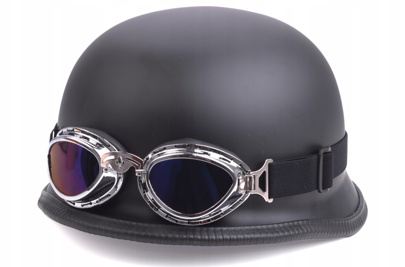 AWINA Retro motocyklová helma s okuliarmi - matná čierna (typ4), Veľkosť XL