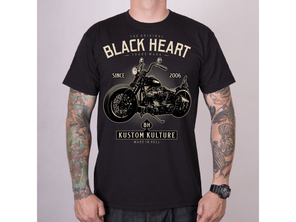 Black Heart Pánske motorkárske tričko BLACK HEART MOTORCYCLE, Veľkosť L