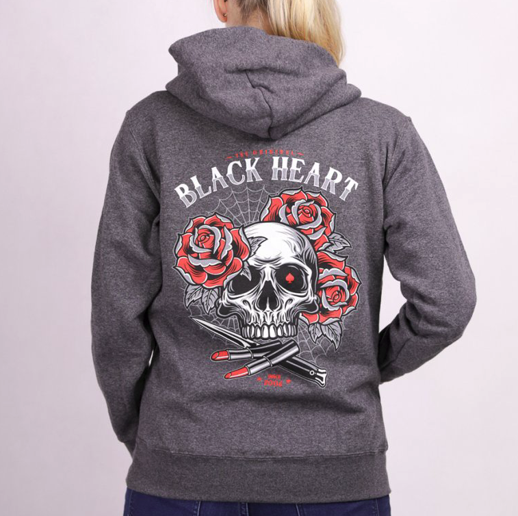 Black Heart Dámská motorkárska mikina BLACK HEART LIPSTICK SKULL, Veľkosť L