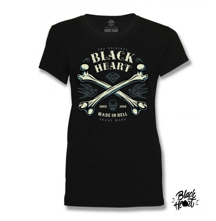 Black Heart Dámske motorkárske tričko BLACK HEART BONES , Veľkosť L