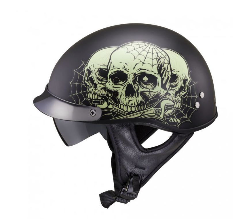 W-TEC Retro helma W-TEC Black Heart Rednut skull - matná čierna, Veľkosť S