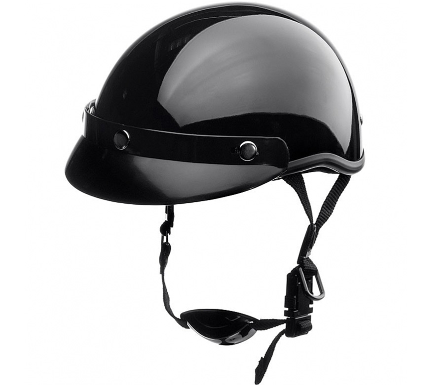 Braincap Retro motorkárska helma Braincap - lesklá čierna