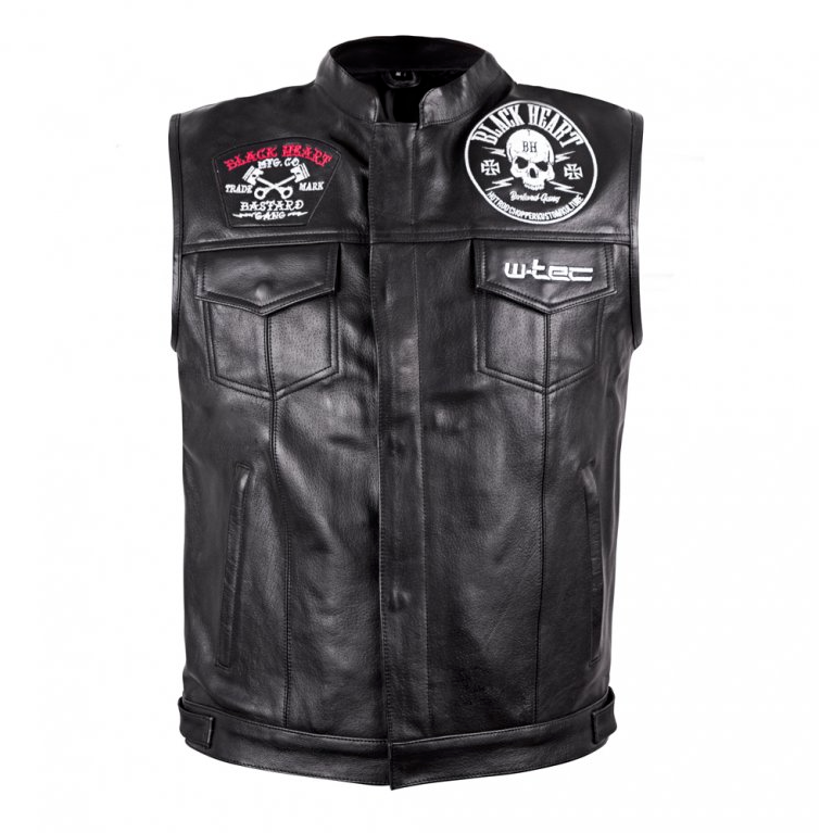 Black Heart Kožená motorkárska vesta W-TEC RUMBLER - Black, Veľkosť XL