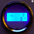 Elekronický  tachometer bez držiaku - 220km / h, 48mm, chróm / čierny / LED modrá