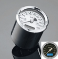 Elektronický tachometer 220km/h, 48mm, chróm/čierny/LED modrá