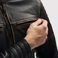 Hunter II - Pánska kožená bunda na motorku - čierna / hnedá