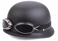 Retro motocyklová helma s okuliarmi - matná čierna (typ2)