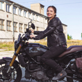 Dámská kožená bunda W-TEC Strass - čierna 