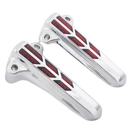 LED svetlá na predné tlmiče pre Harley Davidson Touring 2014+ Chrómované / červené