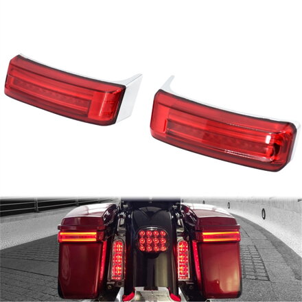LED osvetlenie bočných kufrov pre Harley Davidson Touring 2014–2023 - chróm / červené