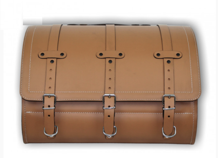 Kožený zadný kufor na chopper - bledá hnedá farba