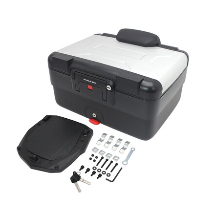 Zadný odnímateľný kufor 35-40L na motocykle - strieborný