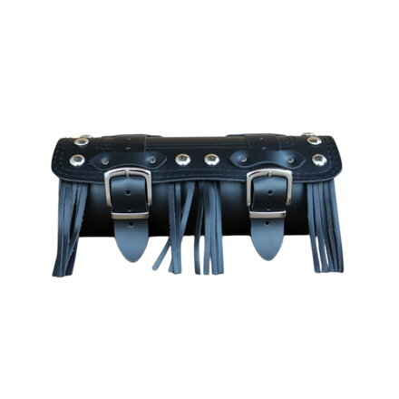 Vybíjaná kožená predná rolka so strapcami na chopper (W141C) 