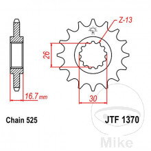 Predné ozubené koliesko 16Z typ reťaze 525 jemné ozubenie vnútorný rozstup 26/30   pre Honda CMX 1100 Rebel 2021-2024 