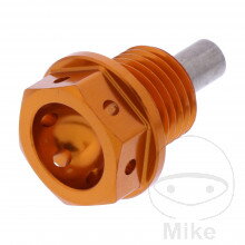 Výpustná skrutka s magnetom M14X1.50 mm 12 mm Alu Racing oranžová pre Honda VT750 C2 RC44  Aero 1997-2002 