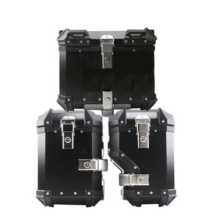 Sada hliníkových kufrov pre motocykle 45L + 32L/38L- čierne