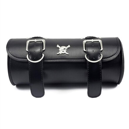 Hladká kožená predná rolka na chopper - čierna