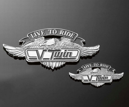 Nalepovací emblem V-TWIN, chróm - malý 55mm