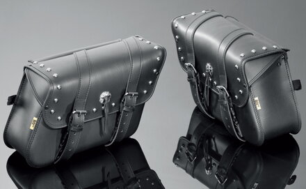 Sedlové brašne s pásom zdobené, čierne, koža 02-2611