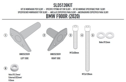 GIVI SADA NA MONTÁŽ PADACÍCH PROTEKTOROV SLD01 BMW F 900 R (20) SLD5139KIT