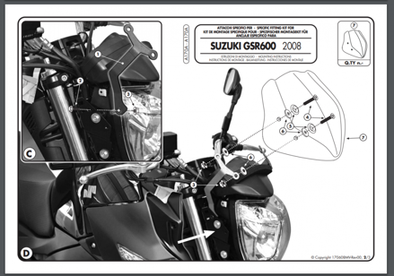 GIVI SADA NA MONTÁŽ PLEXI 247N SUZUKI GSR 600 A170A