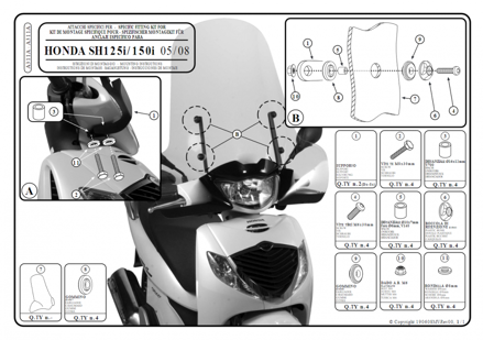 GIVI SADA NA MONTÁŽ PLEXI HONDA SH 125-150 A311A