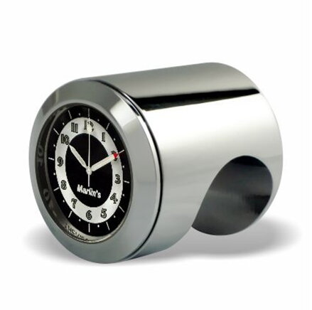 Marlins - Hodinky na riadidlá 22/25mm pre motocykle čierno / biely ciferník