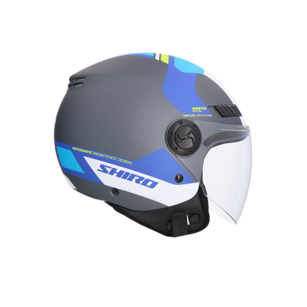 Shiro - Kioto kalos Otvorená helma na motocykel / skúter - titánová modrá