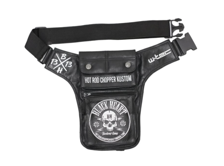 Black Heart - Motorkárska kožená kapsička na stehno skull