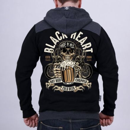 Pánska motorkárska mikina BLACK HEART BEER BIKER  