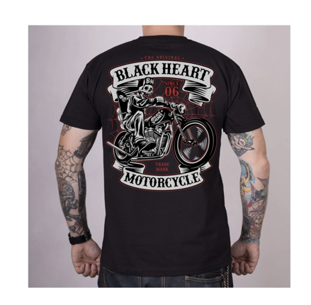 Pánske motorkárske tričko BLACK HEART skeleton chopper - veľkosť M / XXL