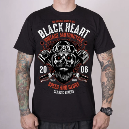 Pánske motorkárske tričko BLACK HEART convencter - čierne