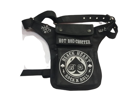 Black Heart - Motorkárska kožená kapsička na stehno 