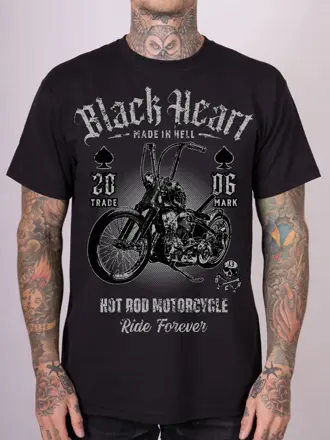 MOTORKÁRSKE TRIČKO BLACK HEART RIDE FOREVER 