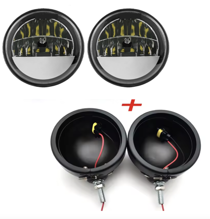 LED - Homologizované univerzálne prídavné svetlo pre choppre - matné čierne - chrómované vnútro 1ks