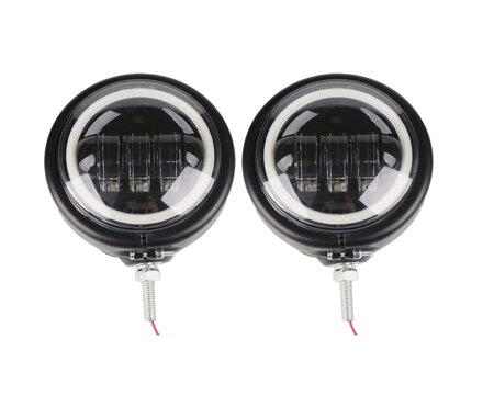 LED - Homologizované univerzálne prídavné svetlo s ANGEL EYES pre choppre - matné čierne 1ks