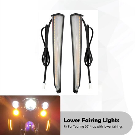 LED predné svetlá so smerovkami do spodných plastov pre Harley Davidson Touring 2014-2022 - čierne