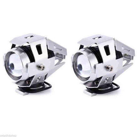 LED - Univerzálne strieborné prídavné motocyklové svetlá - pár