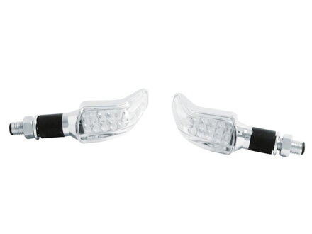 Speed - Univerzálne Led smerovky na motocykel "E" M8 dlhá nožička, chróm - 2 ks