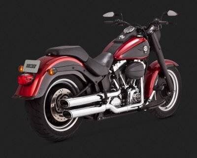 Chrómovaný Vance & Hines výfuk EC TWIN SLASH SLIP-ONS pre Harley Davidson