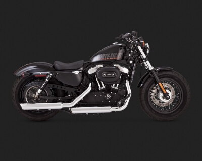 Chrómovaný Vance & Hines výfuk EC TWIN SLASH SLIP-ONS pre Harley Davidson