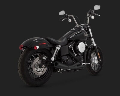 Čierny Vance & Hines výfuk 2-INTO-1 UPSWEEP BLACK pre Harley-Davidson