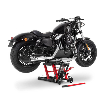 Hydraulický zdvihák / stojan na ťažké motocykle a štvorkolky - 680kg - čierno - červený