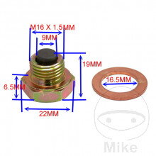 Magnetická olejová výpustná skrutka JMP M16X1.50 s tesniacim krúžkom pre BMW R1300GS 2023-2025