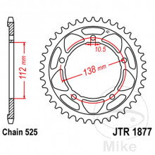 Rozeta 41Z typ 525 Vnútorný priemer 112 rozstup dier 138 pre Yamaha MT09 / FZ09 RN69 2024-2025