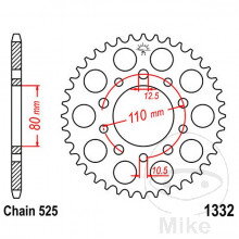 Rozeta 45Z typ 525 Vnútorný priemer 080 rozstup dier 110 pre Honda Shadow VT600 1988-2000