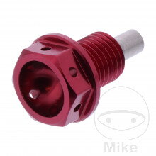 Výpustná skrutka s magnetom M12X1.50 mm 15 mm Alu Racing červená pre Honda VTX 1300 2003-2007 
