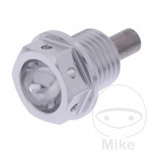 Výpustná skrutka s magnetom M14X1.50 mm 12 mm Alu Racing strieborná pre Yamaha MT09 / FZ09 RN69 2021-2023 