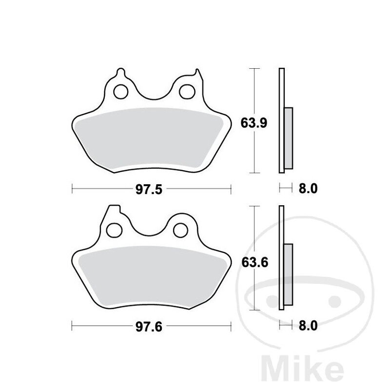 Zadné brzdové platničky TRW MCB799SH sinter SH – Harley-Davidson FLSTI 1450, Harley-Davidson FLSTSC 1584, Harley-Davidson FLSTSCI 1450