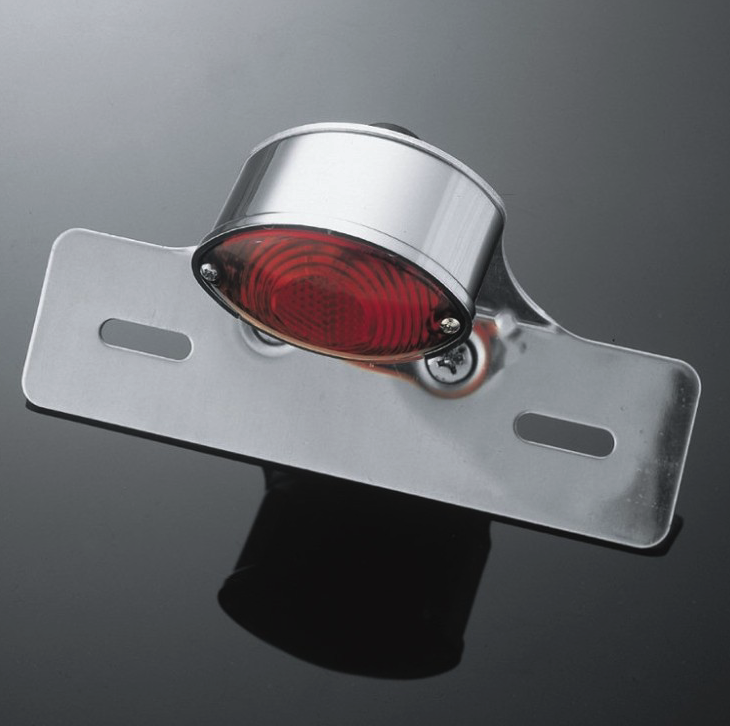 Highway Hawk Koncové svetlo na motorku MINI CATEYE s držiakom ŠPZ, E-mark, chróm (1ks) 68-333